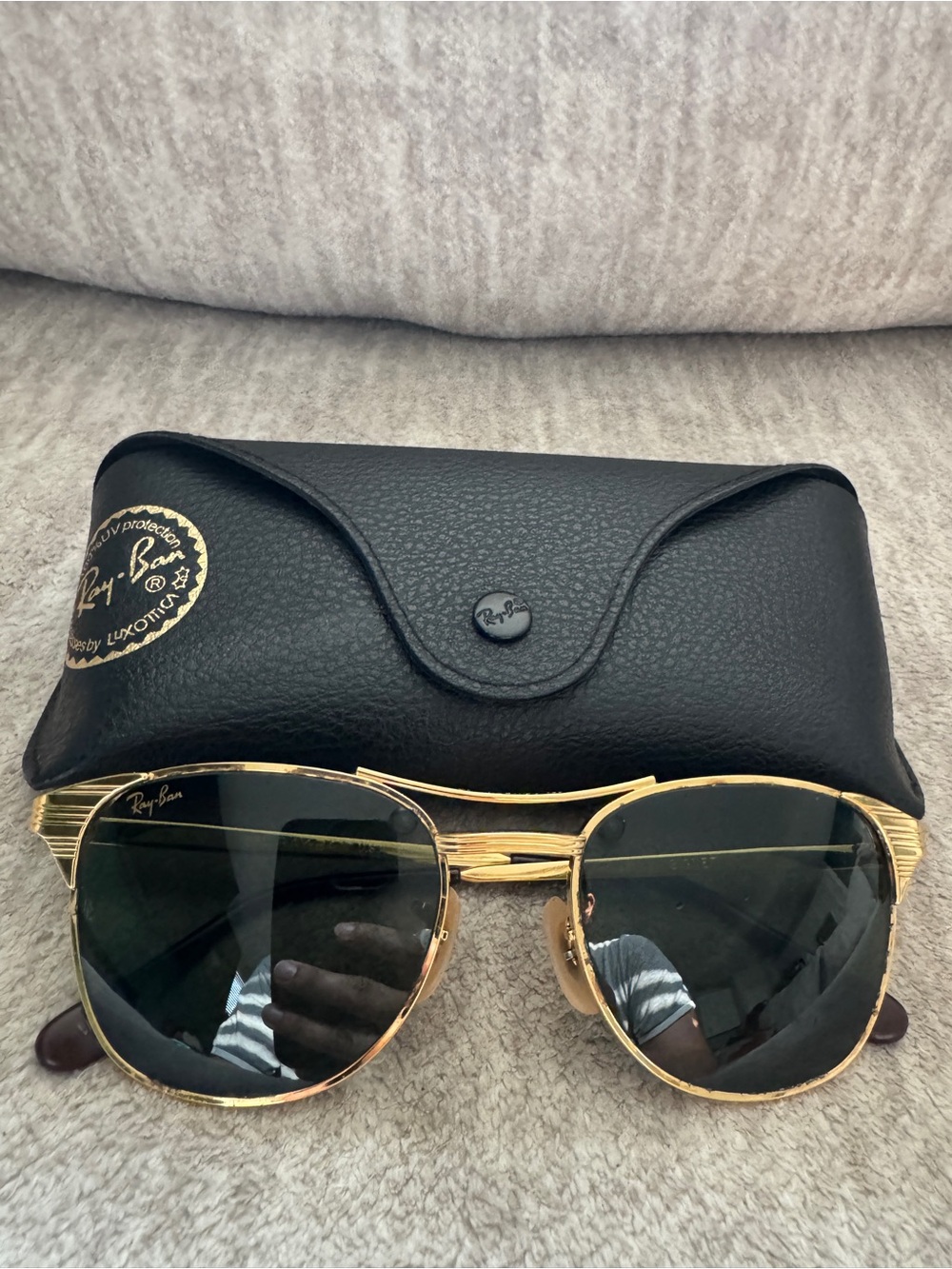 Ray-Ban Vintage Gold Frame Sunglasses with Black Case